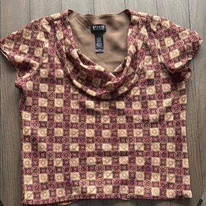 Studio Brown and Pink Short Sleeve Tee, Size 8